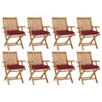 vidaXL Tuinstoelen 8 st inklapbaar met kussens massief, Verzenden, Nieuw, Hout