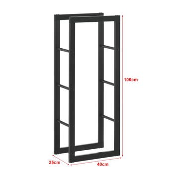 [en.casa] Brandhout rek houtopslag Täby zwart 40x25x100 cm, Verzenden