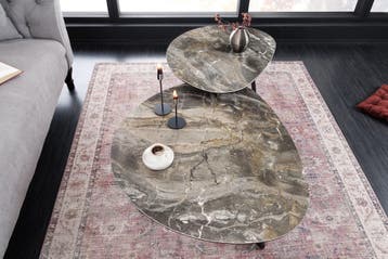 Moderne salontafel MARVELOUS 70cm taupe marmeren keramiek, Ophalen of Verzenden, Nieuw