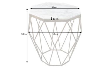 Design bijzettafel DIAMOND 50cm wit marmer messing metaal -, Ophalen of Verzenden, Nieuw