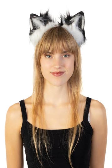 KIMU® Haarband Furry Oortjes Zwart Wit Kat Poes Vos Diadeem, Kleding | Dames, Ophalen of Verzenden, Nieuw, Carnaval, Accessoires