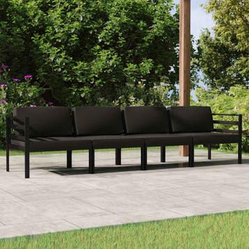 vidaXL 4-delige Loungeset met kussens aluminium, Tuin en Terras, Verzenden, Nieuw, Aluminium, Loungeset