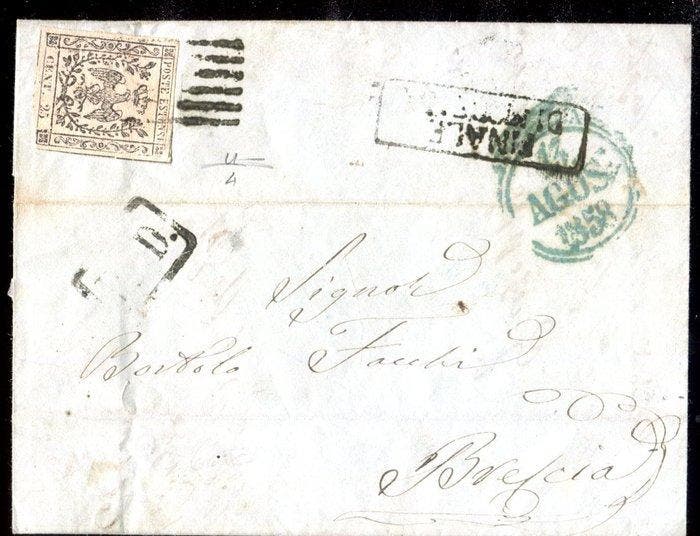 Italiaanse oude staten - Modena 1852 - Postrelaties tussen, Postzegels en Munten, Postzegels | Europa | Italië