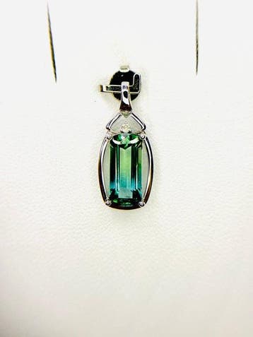 Hanger - 14 karaat Witgoud - 3.58ct. tw. Toermalijn -