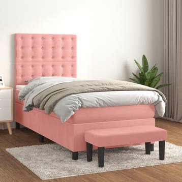 vidaXL Boxspring met matras fluweel roze 80x200 cm, Eenpersoons, Verzenden, Nieuw, 80 cm
