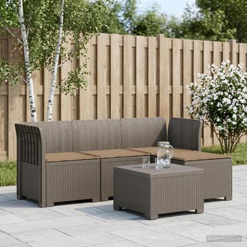 vidaXL 4-Persoons Tuinbank met Kussens Rieten Look PP, Verzenden, Nieuw