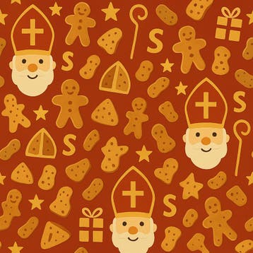 Cadeaupapier Sinterklaas Koekjes Taaitaai Staf Rood -, Ophalen of Verzenden, Nieuw, Overige typen