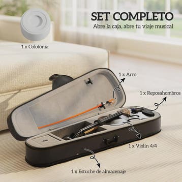Volledige set 4/4 houten viool zwart met koffer, strijkstok,, Verzenden, Nieuw