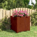 vidaXL Plantenbak met poten roestig 50x50x50 cm cortenstaal, Verzenden, Minder dan 60 cm, Nieuw, Metaal