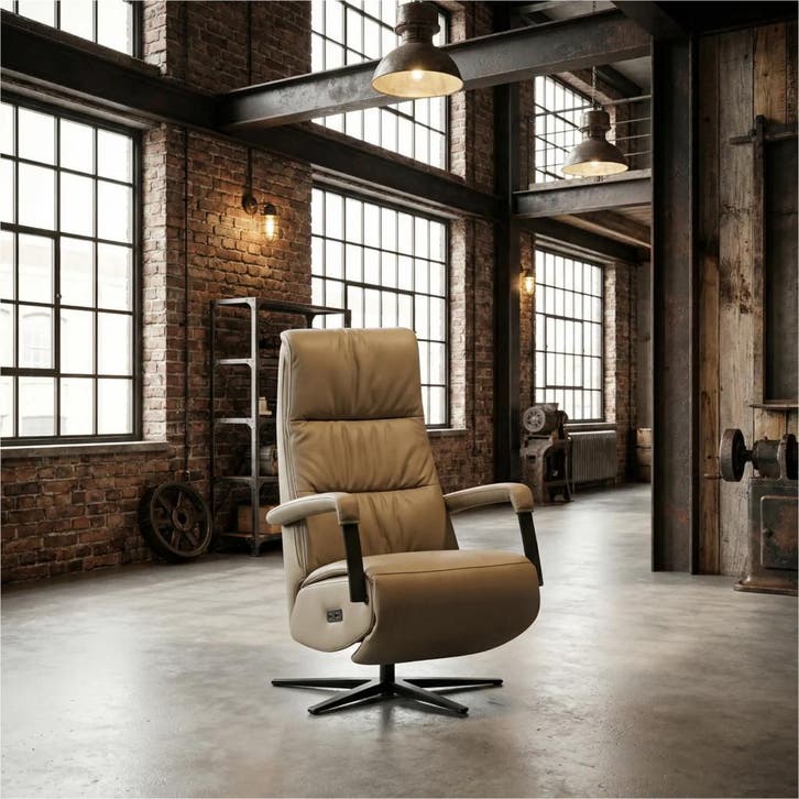 Leren elektrisch relaxfauteuil Core - Toledo Mocca, Huis en Inrichting, Fauteuils, 50 tot 75 cm, 75 tot 100 cm, Nieuw, Leer, Ophalen of Verzenden