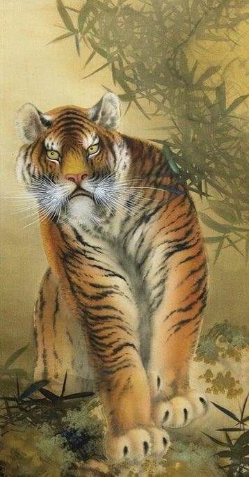 Tiger - With signature and seal  Ippo - Japan (Zonder