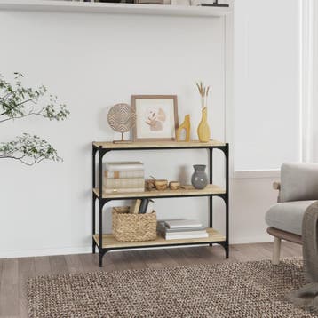 vidaXL Boekenkast 80x33x70,5 cm hout en staal sonoma, Huis en Inrichting, Minder dan 50 cm, Verzenden, Nieuw, Minder dan 100 cm