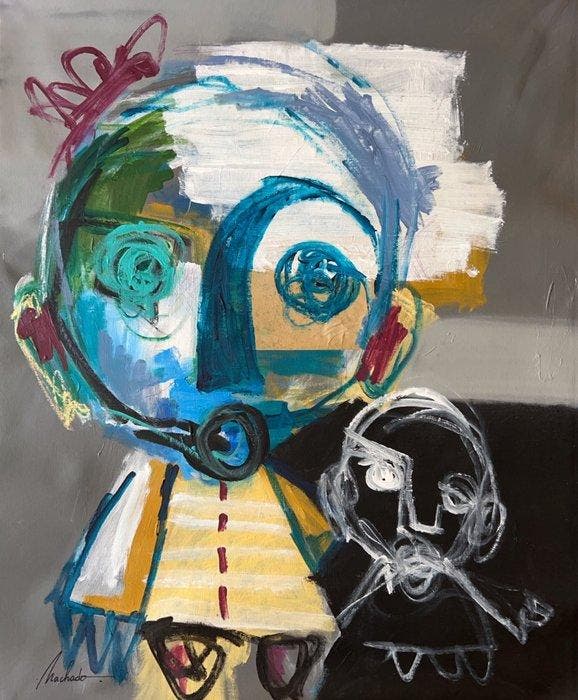 Matias Machado - Mère et l’enfant, Antiek en Kunst, Kunst | Schilderijen | Modern