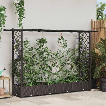 vidaXL Verhoogd Bed met Trellis en Dak Bruin 203 x 40 x 121, Verzenden, Nieuw, Minder dan 60 cm, 60 cm of meer