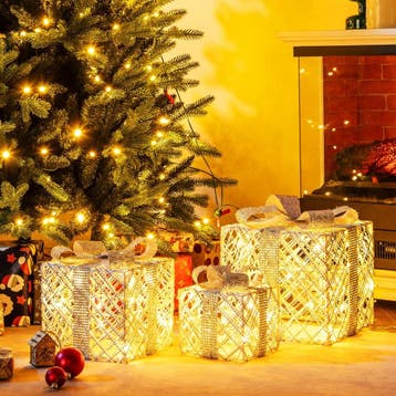 2dekans | Coast 3-delige LED cadeauboxen set – warmwit – wit, Diversen, Kerst, Ophalen of Verzenden, Zo goed als nieuw