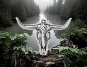 DQ metaal hanger grote bull skull 52x35mm Antiek Zilverkl..., Ophalen of Verzenden, Nieuw, Bedel