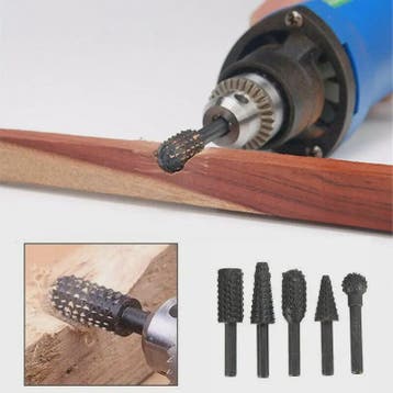 5-delige Houtsnijset Boren - Rotatie Burr Bits voor Houtbewe, Verzenden