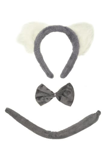 KIMU® Koala Haarband Oren Strik Staart Diadeem Set Grijs Wit, Kleding | Dames, Ophalen of Verzenden, Nieuw, Carnaval, Accessoires