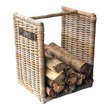 Haardmand Rotan grijs 42x36h50cm, Ophalen of Verzenden, Nieuw