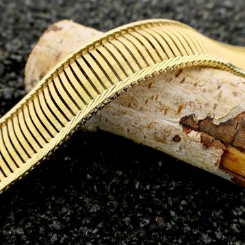 Gouden fantasieschakel armband; 14 karaat; 19 cm, Ophalen of Verzenden, Gebruikt, Goud, Goud