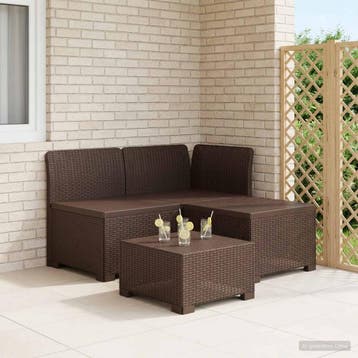 vidaXL 3-zits Tuinbank in Rattan Look 3-zits PP Bruin, Verzenden, Nieuw