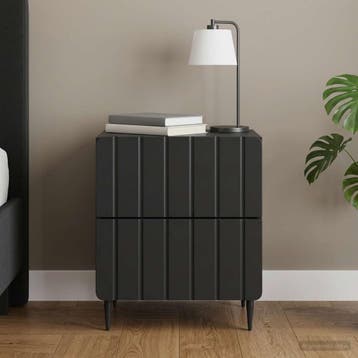 vidaXL Nachtkastje Zwart 43 x 34,5 x 49,5 cm Bewerkt hout, Huis en Inrichting, Minder dan 45 cm, Verzenden, Nieuw, Minder dan 55 cm