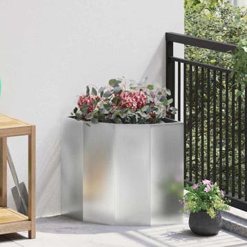 vidaXL Hoek Plantbak Zilver 45 x 45 x 50 cm Gegalvaniseerd, Verzenden, Minder dan 60 cm, Nieuw, Metaal