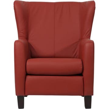 Leren fauteuil Hug - Hermes Red (rood) - Poten hout zwart, Nieuw, Ophalen of Verzenden, 75 tot 100 cm, Eigentijds, Klassiek, Retro, Romantisch