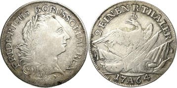 1/2 taler, daalder 1764, Brandenburg-Pruisen Friedrich Ii..., Verzenden