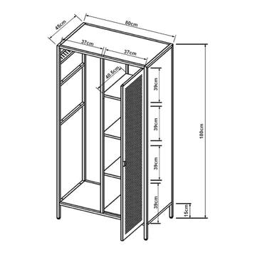 Kledingkast Puumala metaal 180x80x45 cm zwart [en.casa], Verzenden, Nieuw