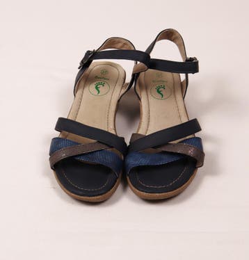 FootFlexx dames sandalen maat 37 – donkerblauw/brons, Verzenden, Gedragen