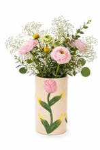 Keramieken vaas met tulpen design - Handgemaakt, Overige materialen, Geel, Nieuw, Ophalen of Verzenden