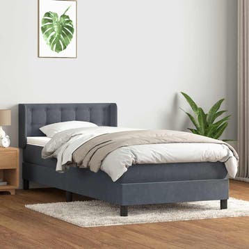 vidaXL Boxspring met matras fluweel donkergrijs 80x220 cm, Eenpersoons, Verzenden, Nieuw, Stof