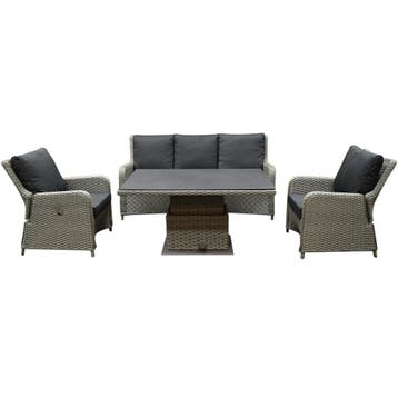 Bilbao stoel bank dining loungeset 6 delig grijs met, Ophalen of Verzenden, Nieuw, Wicker