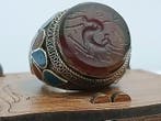 Grote maat vintage handgemaakte zilveren ring - Zegelring -, Antiek en Kunst, Kunst | Niet-Westerse kunst