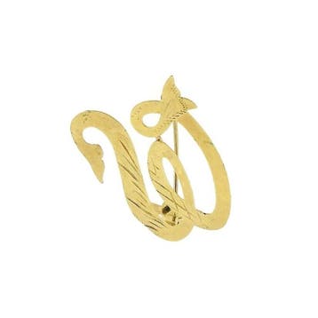 Vintage gouden broche; Letter W, Ophalen of Verzenden, Gebruikt, Goud, Goud