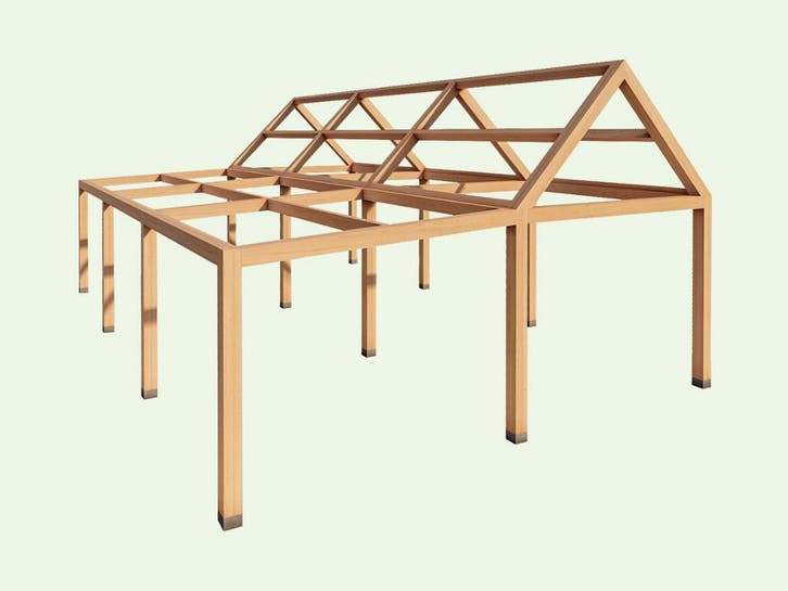 Douglas schuur constructie zadeldak 3x9mt met aanbouw 3x9mt., Tuin en Terras, Tuinhuizen, 400 cm of meer, Zonder ramen, 500 cm of meer