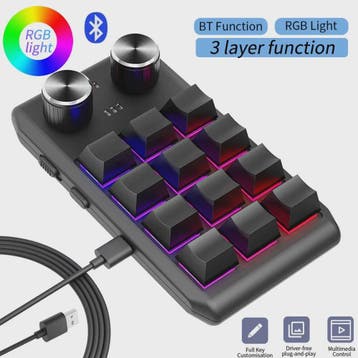 Programmeerbaar Mini Macrotoetsenbord met 2 Knoppen, RGB & B, Verzenden, Nieuw
