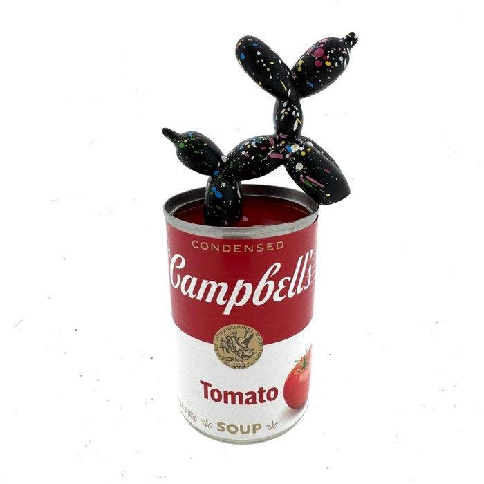 Koen Betjes (1992) - splash Balloon Dog (black) x Campbell’s, Antiek en Kunst, Kunst | Designobjecten