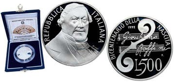 Italië. 500 Lire 1992 Gioacchino Rossini  PROOF (Zonder