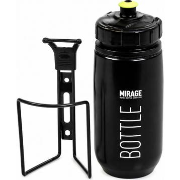 Mirage Bidon 600ml met houder - Zwart - Grote opening - G..., Fietsen en Brommers, Ophalen of Verzenden, Nieuw
