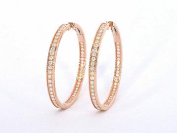 Online veiling: 14k rosegouden oorbellen met diamanten, Nieuw