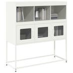 vidaXL Dressoir 100,5x39x107 cm koudgewalst staal wit, Verzenden, Nieuw, Metaal