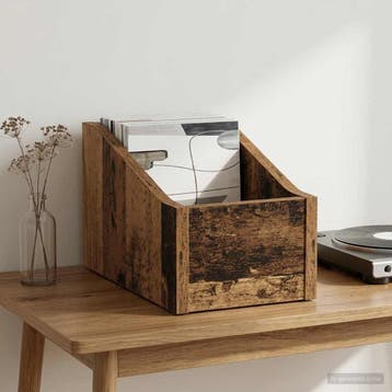vidaXL LP Recorddoos Oud hout 18 x 32 x 18 cm Bewerkt hout, Verzenden, Nieuw