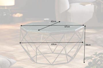 Elegante salontafel DIAMOND 70cm groen messing met marmeren, Huis en Inrichting, Tafels | Salontafels, Ophalen of Verzenden, Nieuw