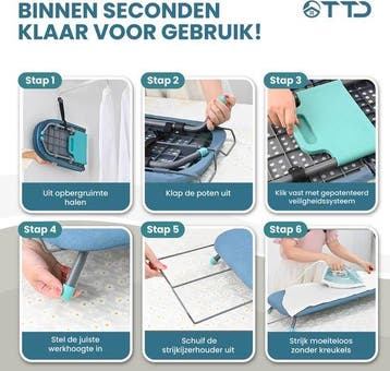 2dekans | TTD® Uitklapbare Strijkplank Zonder Vouwlijn -, Ophalen of Verzenden, Zo goed als nieuw