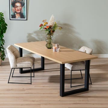 50% Korting: Eettafel Alec melamine eiken 220 x 90 cm, Huis en Inrichting, Tafels | Eettafels, Ophalen, Zo goed als nieuw, Rechthoekig