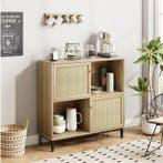 Rotan Sideboard met Schuifdeur – Buffetkast met 4 Vakken, Verzenden, Nieuw