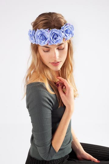 KIMU® Bloemenkrans Haar Rozenkrans Lila Paars Bloemen Haarba, Kleding | Dames, Carnavalskleding en Feestkleding, Ophalen of Verzenden