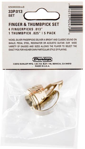 Jim Dunlop RVS vingerplectrum + duimplectrum  0.013 - 5-pack, Ophalen of Verzenden, Nieuw, Banjo